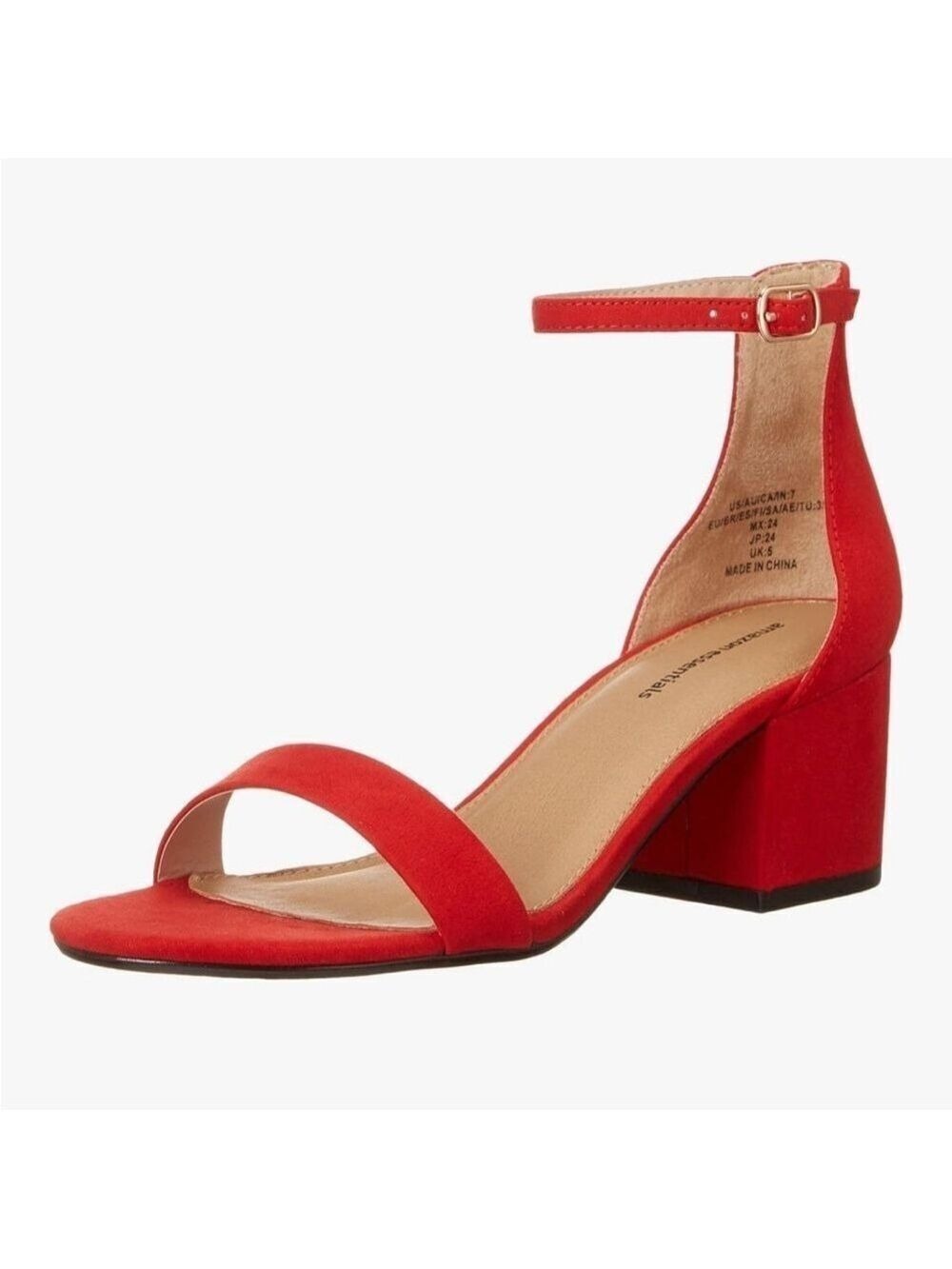 Amazon Essentials Red Two Strap Heeled Sandals